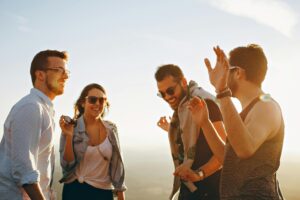 Group of friends laughing and enjoying each other's company